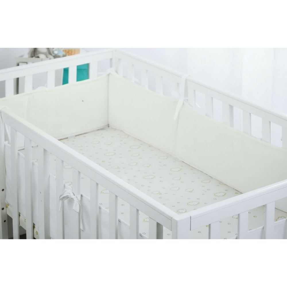 Breathable Mesh Crib Bumber Beige Safety Bumper Pads for Baby Nursery